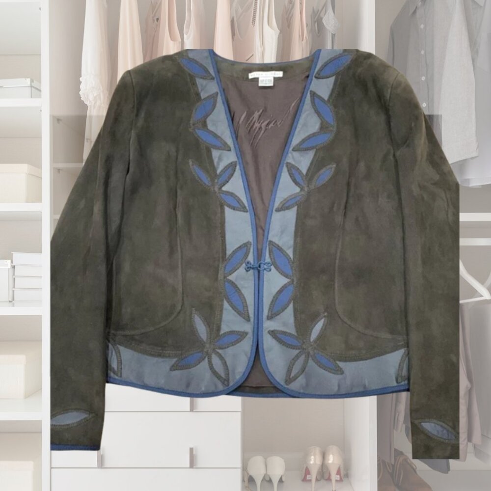 Peter Nygard Suede Jacket with applique designs Size XL
